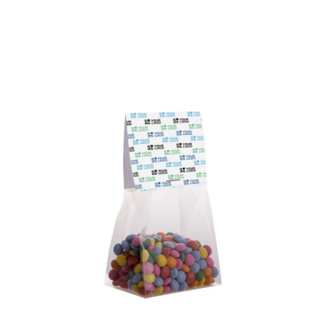 Zakje minichocolaatjes met aanpasbare header 50g kleur doorzichtig hoofdweergave