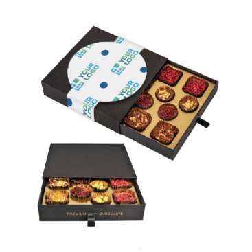Doos met 12 premium chocolaatjes met 4 smaken
