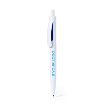 Balpen van gerecycled plastic met drukknop en blauwe inkt
