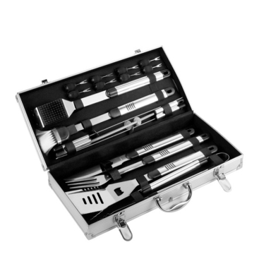 Aluminium koffer met 18 roestvrijstalen BBQ-accessoires
