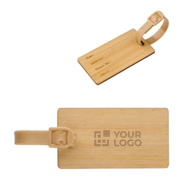 Bamboe bagagelabel met plastic band