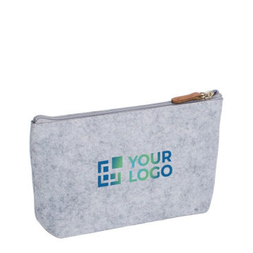 Toilettas van gerecycled vilt met handvat van synthetisch leer