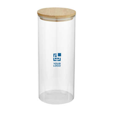 Grote glazen voedselpot met bamboe deksel 940ml
