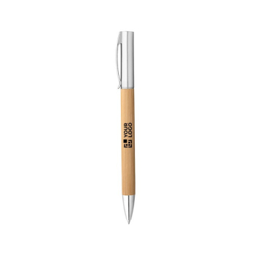 Bamboe rollerballpen met matte afwerking blauwe inkt