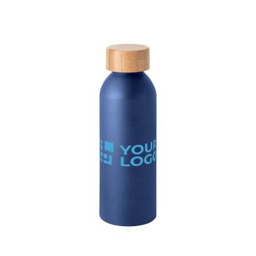 Aluminium drinkfles met logo met bamboe deksel 550ml