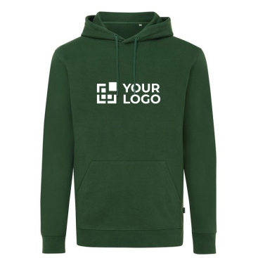 Sweater van gerecycled en bio katoen 340 g/m2 Iqoniq Jasper kleur donkergroen met afdrukgebied