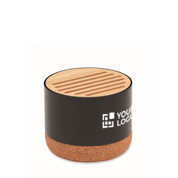 Draadloze ronde speaker met kurken voet en bamboedetail