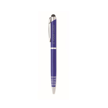 Rollerballpen van gerecycled aluminium, blauwe inkt