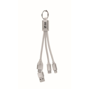 2-in-1 sleutelhanger met oplaadkabel met 3 aansluitingen