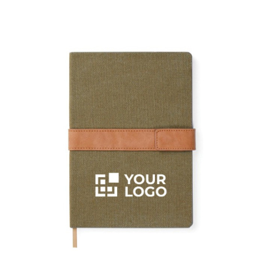 Notitieboekje van gerecycled canvas, A5 vellen met magneetstrip