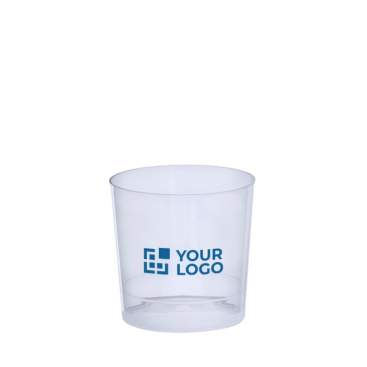 Lage herbruikbare plastic beker met doorzichtige afwerking 330 ml