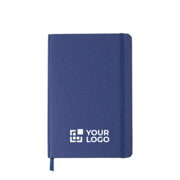 Gerecycled kartonnen notitieboek met elastiek en lint, A5