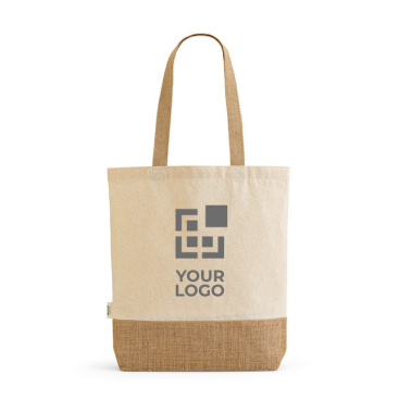 Boodschappentas van gerecycled katoen met jute bodem 180 g/m2