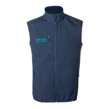 Gerecycled softshellvest 300 g/m2 weergave met jouw bedrukking