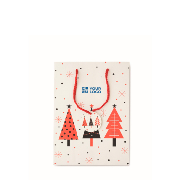 Middelgrote kerst cadeauzak van papier met kerstthema