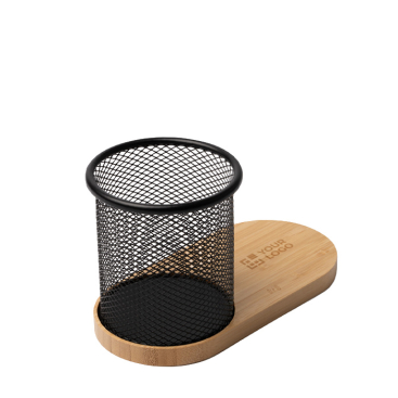 Multifunctionele pennenhouder met draadloos laden en bamboe