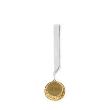 Metalen medaille met polyester lint en karabijnhaak Ø7 cm