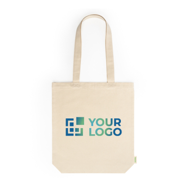 Biokatoenen tas met bodemvouw en lange hengsels 70 cm 280 g/m²