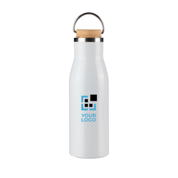 Fles van gerecycled roestvrij staal met bamboedop en handvat, 500 ml