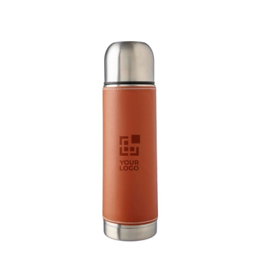 Roestvrijstalen thermosfles met afneembare leren hoes, 400 ml