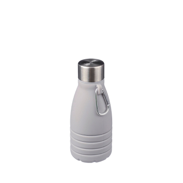 Opvouwbare siliconen drinkfles met stalen dop en karabijnhaak 550ml