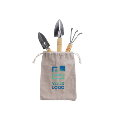 Katoenen tas met een set van 3 tuinwerktuigen