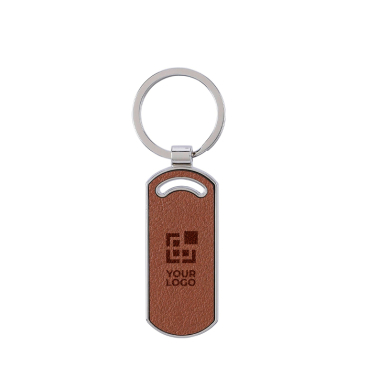Rechthoekige sleutelhanger van gerecycled leer, personaliseerbaar