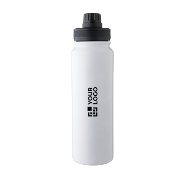 Dubbelwandige RVS drinkfles met dop die als telefoonhouder dient 800ml