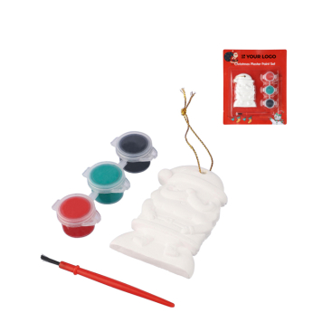 Gipsen kerstmanhanger om te schilderen met 3 acrylverfkleuren