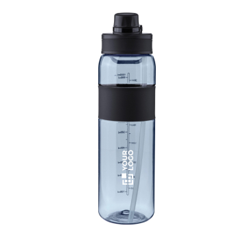 Plastic drinkfles met dubbele sluiting in de dop 900ml