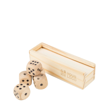Beukenhouten dobbelspel in doos met schuifdeksel