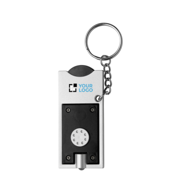 Sleutelhanger met LED-zaklamp en winkelwagenmuntje