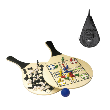 Set van 2 houten batjes met bal, in een zakje