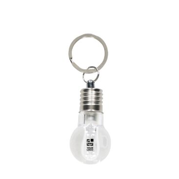 Sleutelhangerlampje in de vorm van een gloeilamp met wit licht