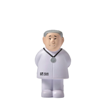 Stressbal van PU-schuim in de vorm van een dokter, personaliseerbaar