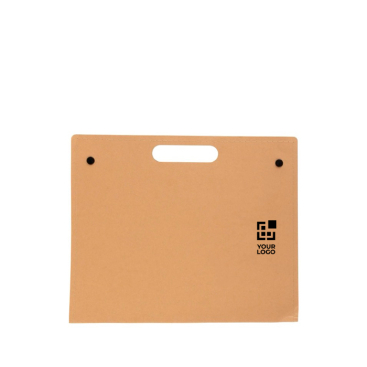 Kartonnen map met schrijfmateriaal en draaggreep