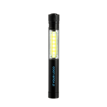 Zaklamp met logo, COB-technologie, magneet en metalen clip