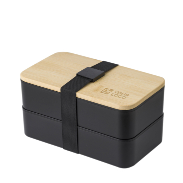 Dubbele lunchbox met intern tussenschot en bestek 800ml - Duo Compact