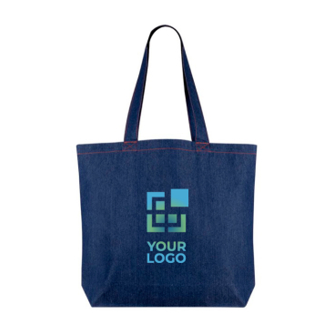 Tas met logo van gerecycled denim met lange handgrepen 280 g/m²