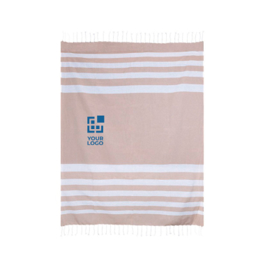 Grote pareo handdoek van gerecycled katoen met witte franjes 145 g/m²
