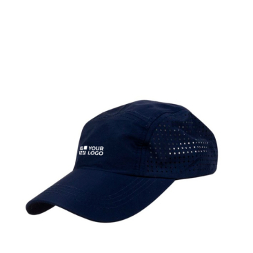 Ademend microvezel pet met logo en gaatjes aan de zijkanten