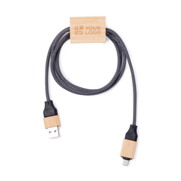 Oplaadkabel van 1 meter met bamboe detail voor personalisatie