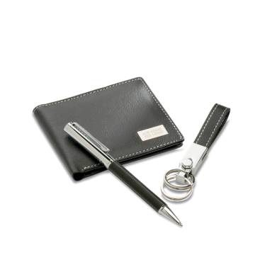 Bevat balpen, sleutelhanger en portemonnee kleur zwart