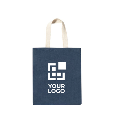 Bedrukte jute tas met katoenen hengsels