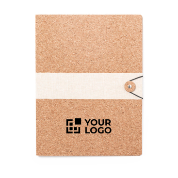 Map met buitenkant van kurk, geschikt voor personalisatie en voorzien van elastische sluiting