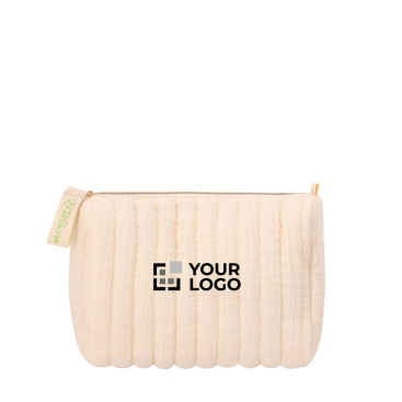 Chique toilettas van gerecycled katoen in crèmekleur, 120 g/m²