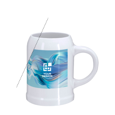 Witte keramische bierpul voor sublimatie, 500 ml