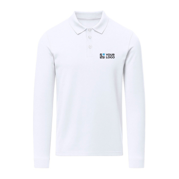 Witte unisex poloshirt met lange mouwen katoen 220 g/m² - MKT Charlot
