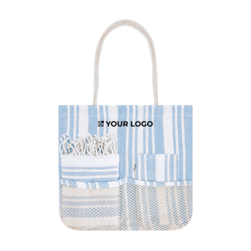 Set strandtas, toilettas en pareo van katoen 180 g/m²