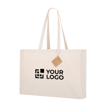 Tas met bodem- en zijvouw van katoen met stevige hengsels